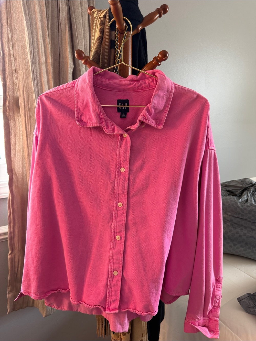 GAP Women's Hot Pink Button-Down Shirt